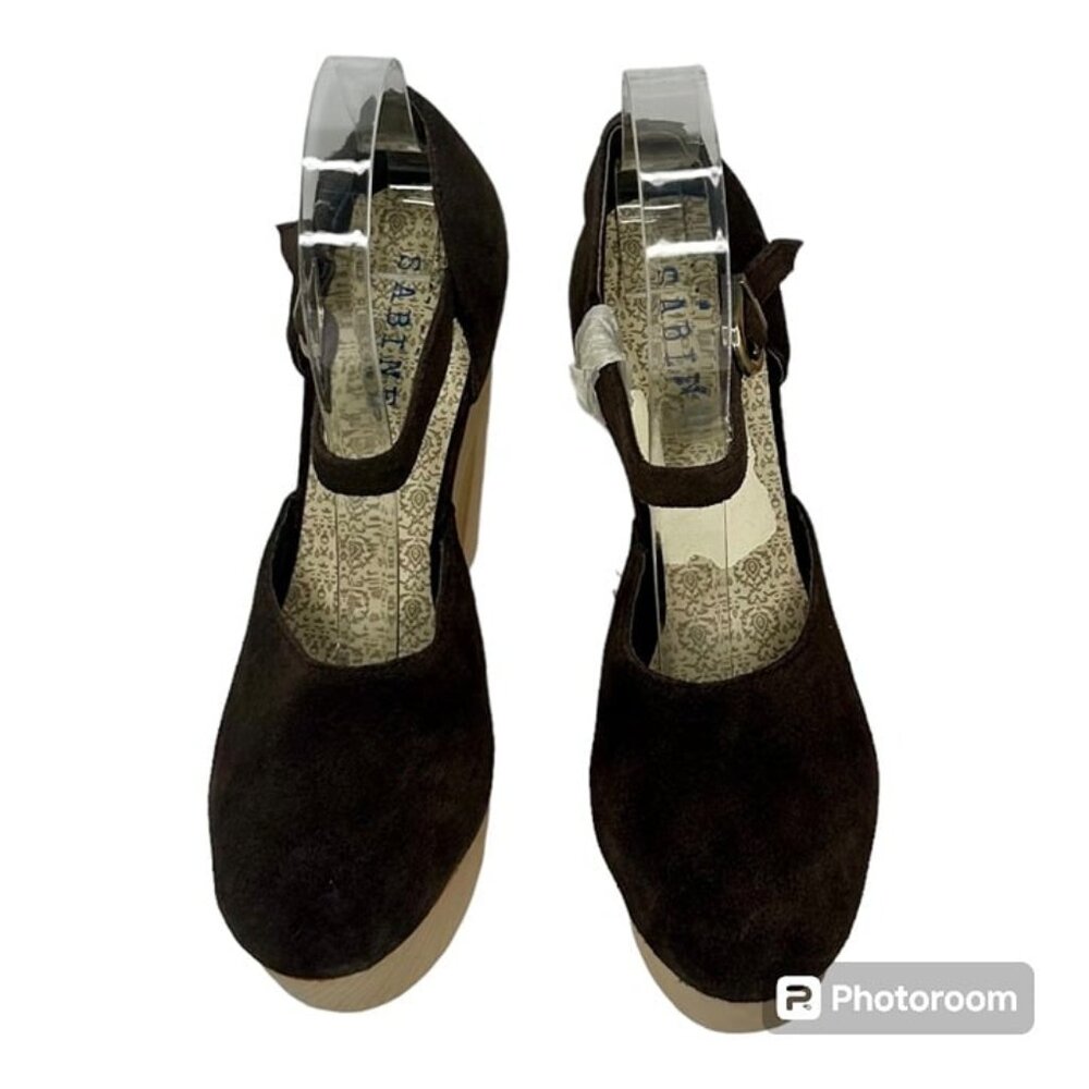 NW/OT Sabine Makeelo High Platform Brown Suede Ankle Strap Sandals Size 6.5